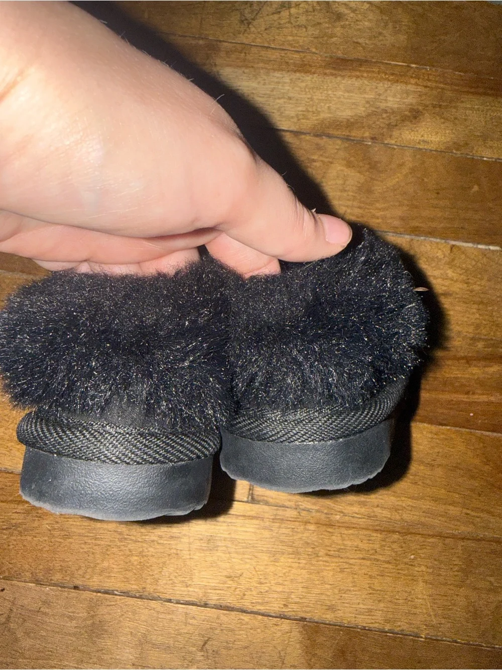 Target Black Fuzzy Kids Slip-On Slippers